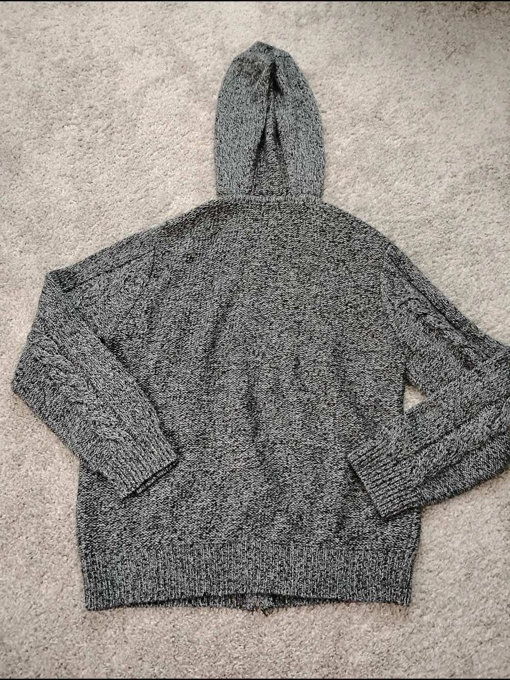 Saks Fifth Avenue Men's Black-Gray Marled Cable Knit Zip Hoodie